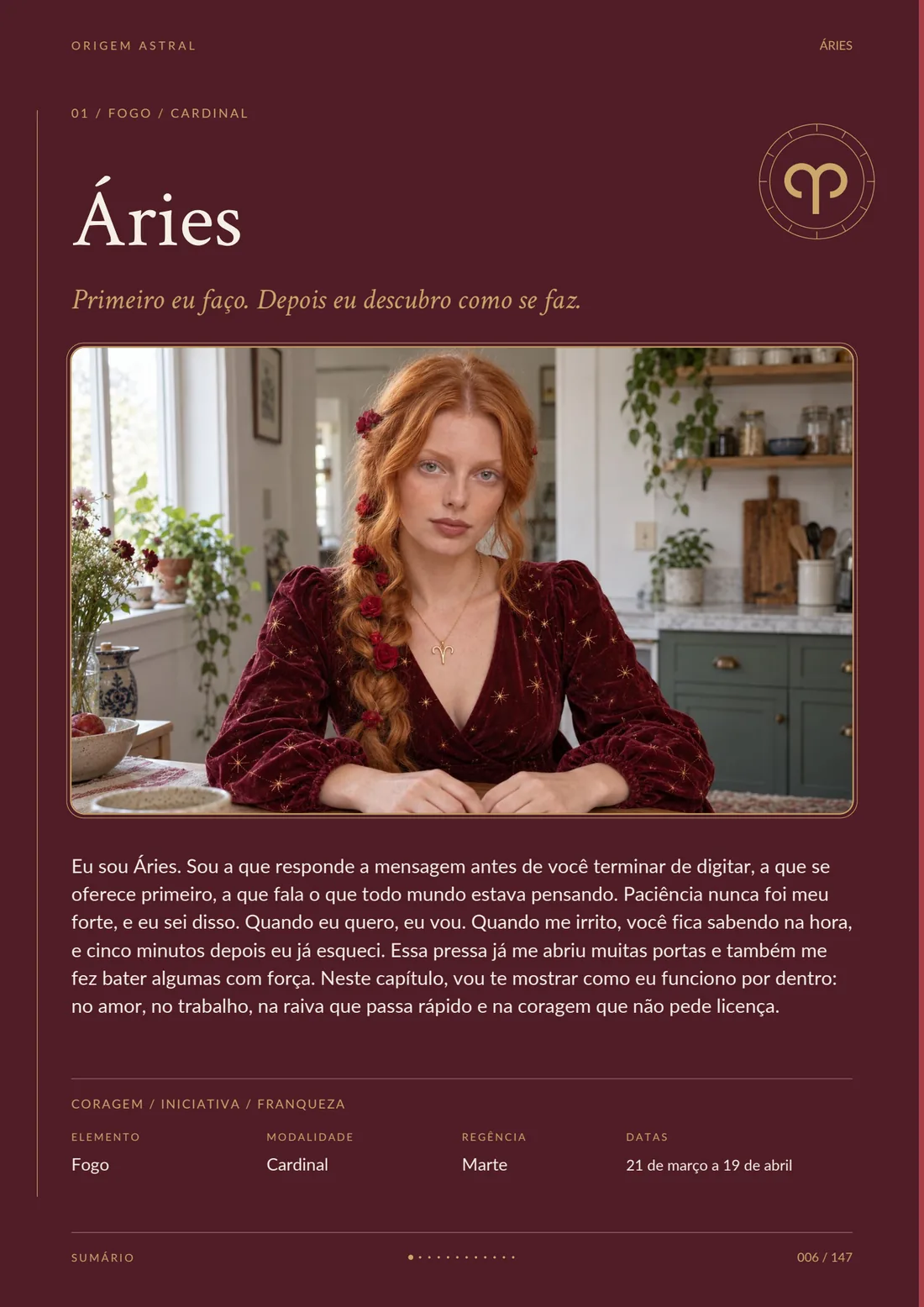 Página do livro: Abertura de Áries